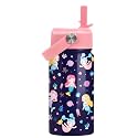 SANDJEST Mermaid Water Bottle for Girls - Kids Water Bottle with Straw Lid - 12 Oz Insulated Stainless Steel Water Bottles for Toddlers Kid Girl- Travel Cup for School Sports