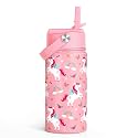 SANDJEST Unicorn Water Bottle for Girls - Kids Water Bottle with Straw Lid - 12 Oz Insulated Stainless Steel Water Bottles for Kid - Travel Cup for School Sports