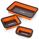 Collapsible Magnetic Parts Tray Set - 3 Different Size Tool Trays - Orange