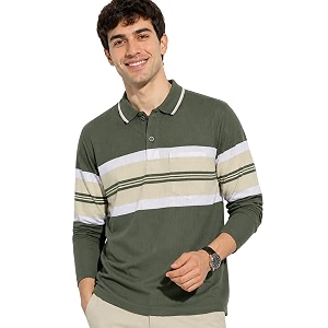 SANE ORIGINALS Full Sleeves Textured Polo Tshirt