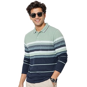 SANE ORIGINALS Full Sleeves Textured Polo Tshirt