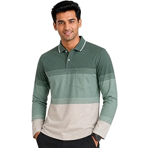 SANE ORIGINALS Full Sleeves Textured Polo Tshirt