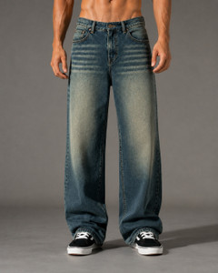 sanedi Baggy Fit Men Green Jeans