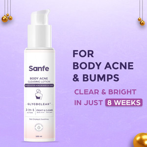 sanfe body acne clearing lotion for acne  ingrowns for exfoliation  24 hr moisture intimate cream 100 ml