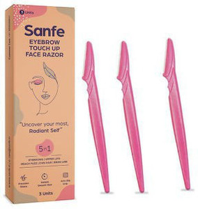 sanfe eyebrow touch up hair removing face razor for women - pack of 3  reusable  instant  painless hair removal suitable for eyebrow upper lip chin  peach fuzz  stainless steel blade  firm grip women pack of 3