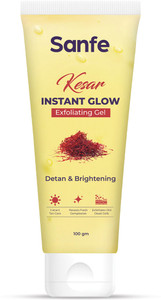 sanfe kesar instant glow exfoliating gel i tan removal i detan brightening scrub