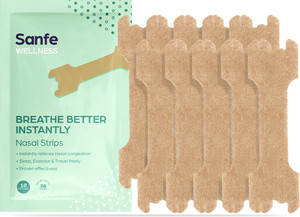 sanfe nasal strips breathe better instantly no side effects 8 hr relief  10 patches strip 100 g