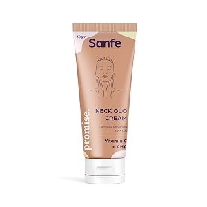 sanfe promise vitamin c neck glow cream  neck lightening  moisturizer hard skin  for all skin types 30ml  aha promotes skin healing amp lightening