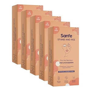 sanfe stand and pee for women 5 x 20 units disposable female urination device pack of 5