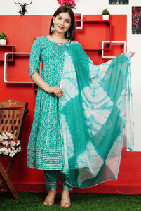 Sanganer Export Women Kurta Pant Dupatta Set