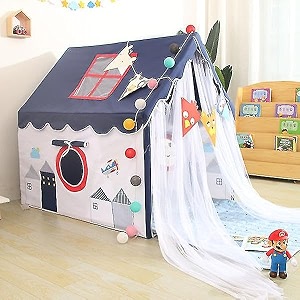 colorfull light weight kids play tent house for 3-13 year girls and boys multi color blue city 0012