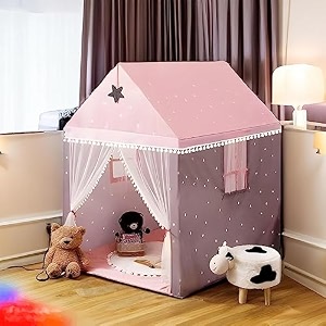 colorfull light weight kids play tent house for 3-13 year girlsampboys multi color brown star tent house theme