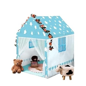 colorfull light weight kids play tent house for 3-13 year girls and boys multi color blue star