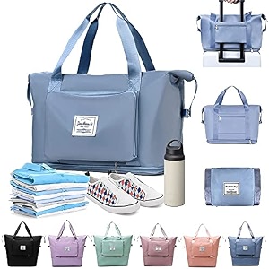 sanghariyat women39s large capacity folding travel tote oxford fabric waterproof lightweight expandable duffel bag dry amp wet carry on color as per stock purple