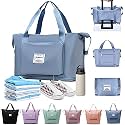 Sanghariyat Women's Large Capacity Folding Travel Tote, Oxford Fabric Waterproof Lightweight Expandable Duffel Bag, Dry & Wet Carry On, Color As Per Stock, Purple
