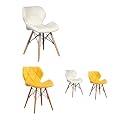 SANGHVI Enterprises Wooden Wing Chair in Comfort & Home Relaxing Chair (White&Yellow Combo) Pack of (1, Big)