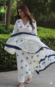 SANGOURI Women Kurti Pant Attached Dupatta Set