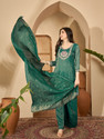 Sangria Teal Silk Blend Zari Sequence Thread