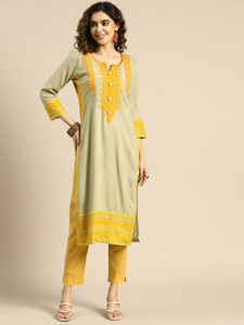 Sangria Women Embroidered Straight Kurta