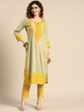 Sangria Women Embroidered Straight Kurta