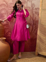 Sangria Women Silk Blend Kurta Palazzo Set