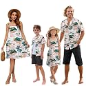 SANGTREE Family Matching Hawaiian Outfits , Casual Beach Travel Clothes ，Vacation Clothing Set for Women &amp; Men &amp; Girls &amp; Boys