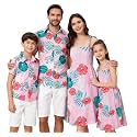 SANGTREE Family Matching Hawaiian Outfits , Casual Beach Travel Clothes ，Vacation Clothing Set for Women &amp; Men &amp; Girls &amp; Boys