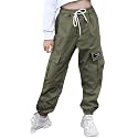 SANGTREE Girls &amp; Womens Drawstring Cargo Jogger Pants,3 Years - Women 3XL