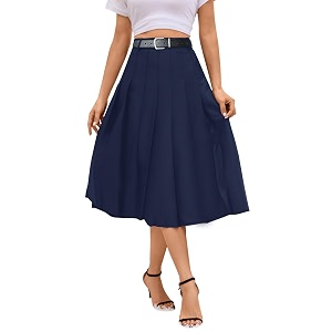 SANGTREE Girls Womens Pleated Skirt Elastic Waist