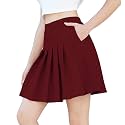 SANGTREE Women Pleated Skirt Plus Size Uniform Casual Skater Tennis Skorts for Girls with Elastic Waist and Pockets