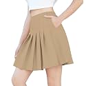 SANGTREE Women Pleated Skirt Plus Size Uniform Casual Skater Tennis Skorts for Girls with Elastic Waist and Pockets