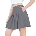 SANGTREE Women Pleated Skirt Plus Size Uniform Casual Skater Tennis Skorts for Girls with Elastic Waist and Pockets