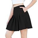 SANGTREE Women Pleated Skirt Plus Size Uniform Casual Skater Tennis Skorts for Girls with Elastic Waist and Pockets