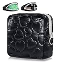 Sanitary Napkin Storage Bag Soft PU Leather Sanitary Pad Bags for Period Teen Period Pads Pouch for Panty Liners, Tampons, Menstrual Cup - Black