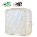Sanitary Napkin Storage Bag Soft PU Leather Sanitary Pad Bags for Period Teen Period Pads Pouch for Panty Liners, Tampons, Menstrual Cup - White
