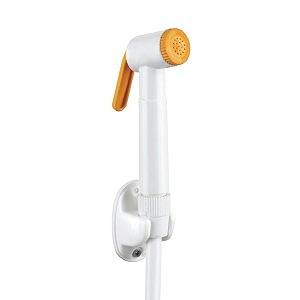 sanituf hf-1453a ring jet spray  abs ring white health faucetjet spray for toilet  with abs 10 meter flexible hose pipe  with hook  pack of 1  ivory-orange