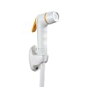 SanituF HF-1456A Ring Jet Spray | ABS Ring White Health Faucet/Jet Spray for Toilet | with ABS 1.0 Meter Flexible Hose Pipe | with Hook | (Pack of 1) | (Ivory-Orange)