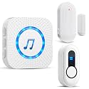 SanJie Wireless Door Bell Chimes with 1 Plug-in Receivers, 1 Waterproof Push Button,1 Door Chime, Easy Installation,doorbell Chime for Home/Business with 500ft Range, 26 Chimes, 0-110dB