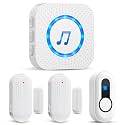 SanJie Wireless Door Bell Chimes with 1 Plug-in Receivers, 1 Waterproof Push Button,2 Door Chime, Easy Installation,doorbell Chime for Home/Business with 500ft Range, 26 Chimes, 0-110dB