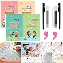Sank Magic Practice Copybook, (4 Book + 10 Refill) Number Tracing Book for Preschoolers with Pen, Magic Calligraphy Copybook Set Practical Reusable Writing Tool