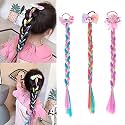 SANNIDHI 3Pcs Braided Ponytail Hair Extensions With Glitter Bows For Kids