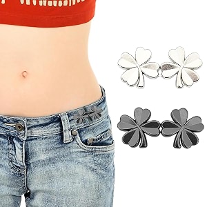 sannidhi 2 pairs adjustable waist buckle jeans button pins pants tightene