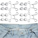 SANNIDHI® 4 Sets Jeans Button Adjustable Waist Buckle, Instant No Sewing Buttons for Loose Jeans Pants, Adjustable Pant Waist Tightener Pins (Pearl & Crystal Style)