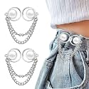 SANNIDHI® 4/8 Pairs Adjustable Waist Buckle for Pants, Instant Jeans Button Pins Pant Waist Tightener Adjuster Detachable Pin Buttons for Loose Jeans, Skirts (K - 2 Pairs)