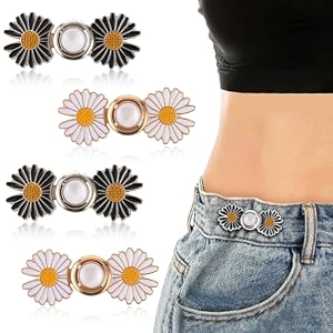 sannidhi 4pcs daisy jeans tightening clips flower detachable jeans adjustable button pins adjustable waist buckle for women instant pants waist tighteners for loose waist for pants skirts