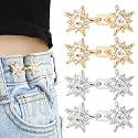 SANNIDHI® 4Pcs Daisy Jeans Tightening Clips, Flower Detachable Jeans Adjustable Button Pins, Adjustable Waist Buckle for Women, Instant Pants Waist Tighteners for Loose Waist for Pants Skirts