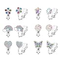 SANNIDHI® 6 Pairs Silver Earrings for Girls Stylish Clip-on Princess Stud Earrings for Girls Cute Shining Crystal Heart Butterfly Kids Earrings for Girls Jewelry Gift - Non-Piercied