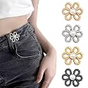 SANNIDHI Jeans Tightening Clips, Adjustable Flower Waist Buckle, 4 Pairs