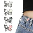 SANNIDHI® Metal Jeans Tightening Clips, Butterfly Waist Adjusters, 4 Pairs