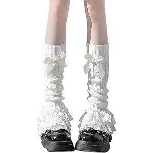 sannidhi y2k long socks for girls women summer winter y2k accessories baggy lolita bow knit floral lace trim stylish socks for school girls